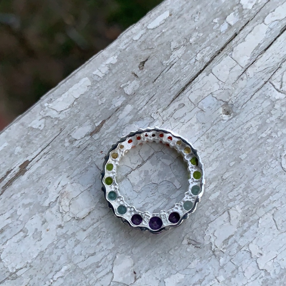 Sterling Silver Small Multi-Colored CZ Pendant - Picture 5 of 17
